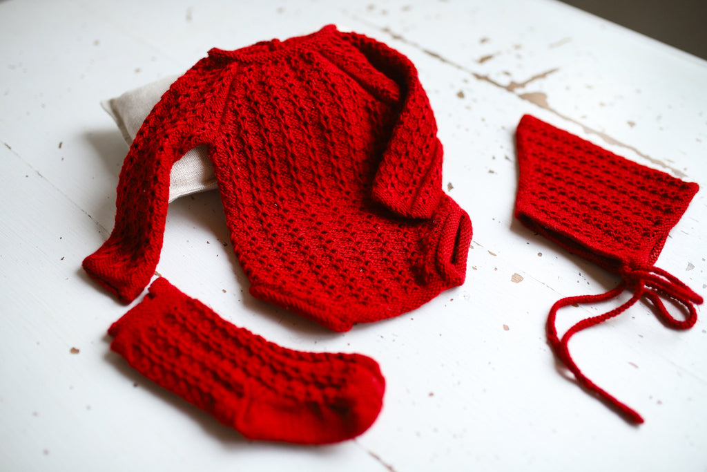 Knitted set for a newborn: jumpsuit, bonnet and socks, clothes for a newborn photo shoot, a gift for a party in honor of the future baby, clothes for discharge from the hospital.