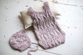 Knitted jumpsuit and bonnet, newborn photo shoot props set, newborn girl photo shoot outfit, newborn props, baby shower gift