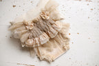 Newborn Baby Girl Velvet Romper, Lace Romper and Headband, Newborn Photo Shoot Outfit, Baby Girl Gift, Newborn Photo Shoot Props.