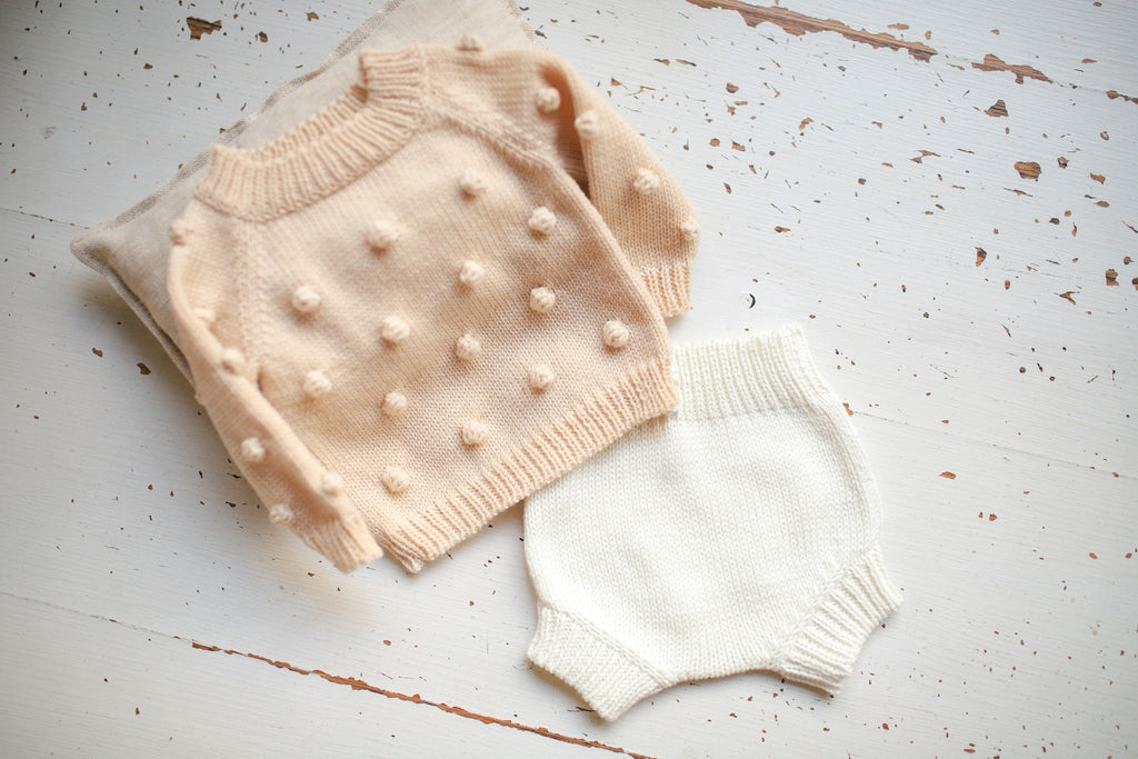 Knitted Merino Wool Sweater and Briefs Set for Boys, Chunky Knit Pullover for Newborns, Newborn Props, Newborn Photo Shoot Outfit, Baby Shower Gift