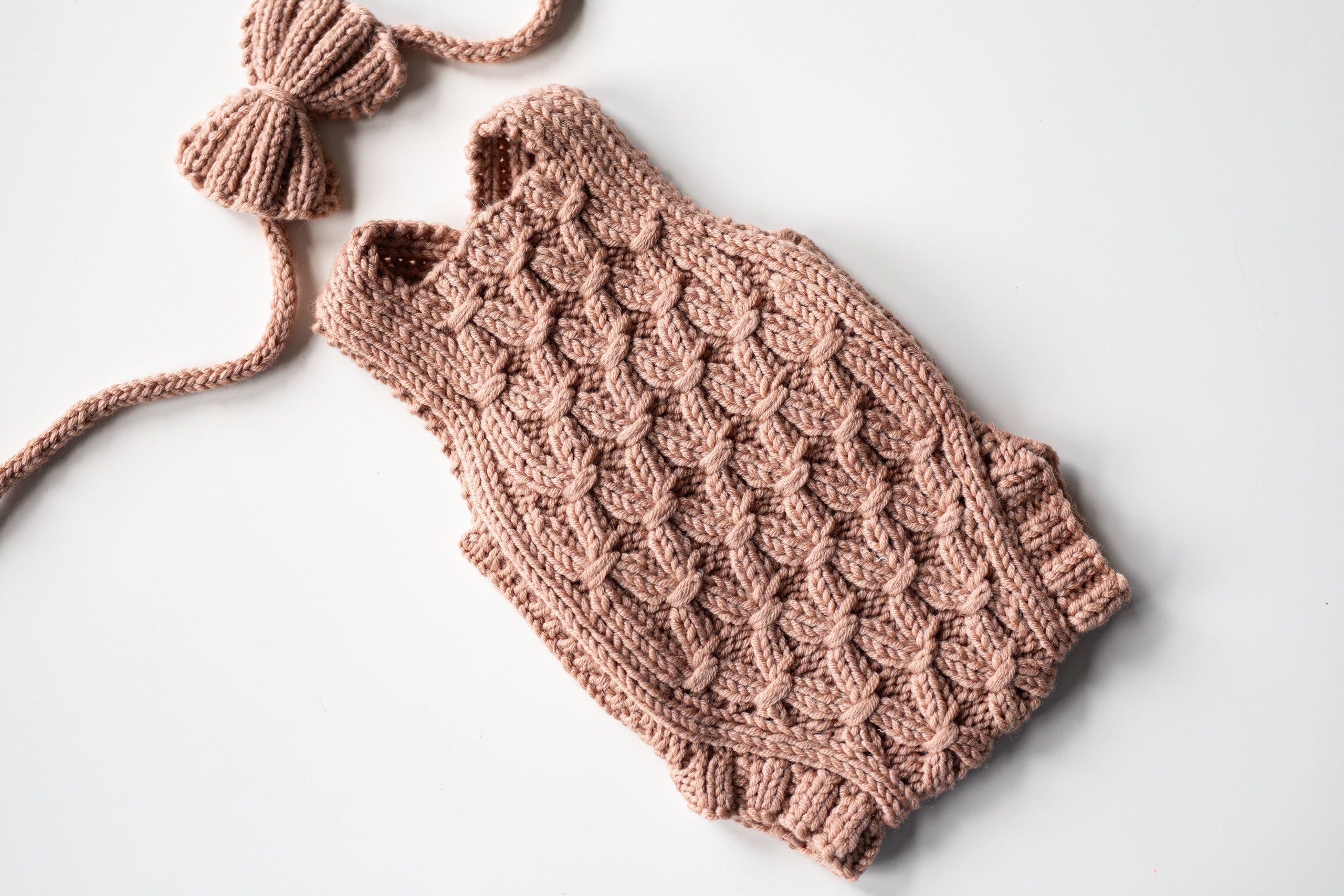 Knitted jumpsuit and headband, newborn photo shoot prop set, newborn girl photo shoot clothes, maternity gift