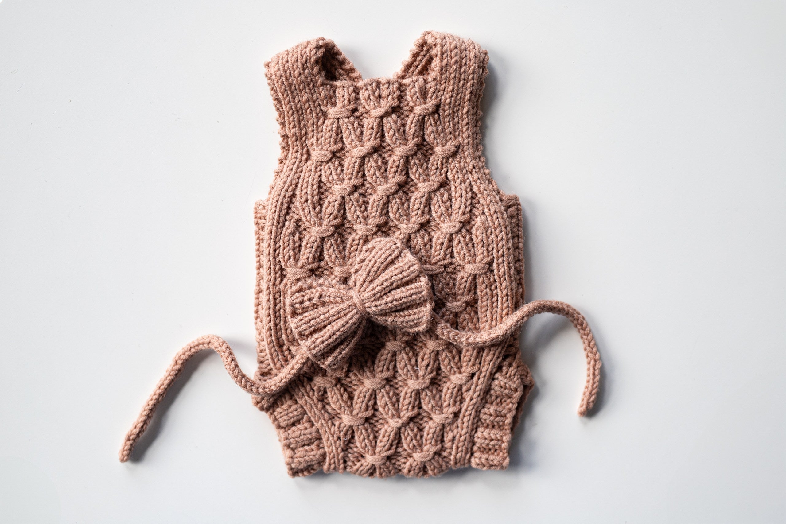 Knitted jumpsuit and headband, newborn photo shoot prop set, newborn girl photo shoot clothes, maternity gift