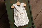 Knitted jumpsuit and bonnet, newborn photo shoot props set, newborn girl photo shoot outfit, maternity gift, newborn props