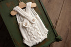 Knitted jumpsuit and bonnet, newborn photo shoot props set, newborn girl photo shoot outfit, maternity gift, newborn props