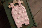 Knitted baby girl jumpsuit, newborn girl photo shoot props, newborn girl photo shoot outfit, maternity gift, knitted baby girl outfit, coming home outfit
