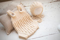 Newborn Baby Set: Romper and Cap, Gender Neutral Baby Outfit, Wool Blend Romper, Newborn Photo Shoot Outfit, Newborn Photo Prop Set, Baby Shower Gift