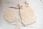Newborn Baby Set: Romper and Cap, Gender Neutral Baby Outfit, Wool Blend Romper, Newborn Photo Shoot Outfit, Newborn Photo Prop Set, Baby Shower Gift