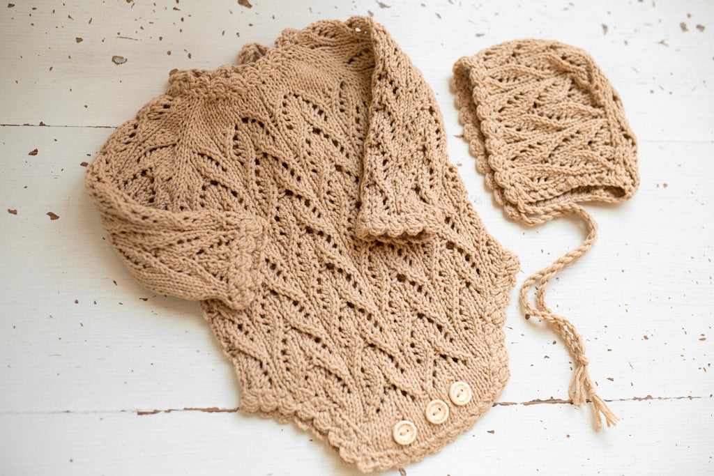 Newborn Baby Romper with Cap, Cotton Knitted Baby Set, Gender Neutral Newborn Photo Shoot Props, Kids Photo Shoot Outfit, Newborn Gift