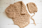 Newborn Baby Romper with Cap, Cotton Knitted Baby Set, Gender Neutral Newborn Photo Shoot Props, Kids Photo Shoot Outfit, Newborn Gift