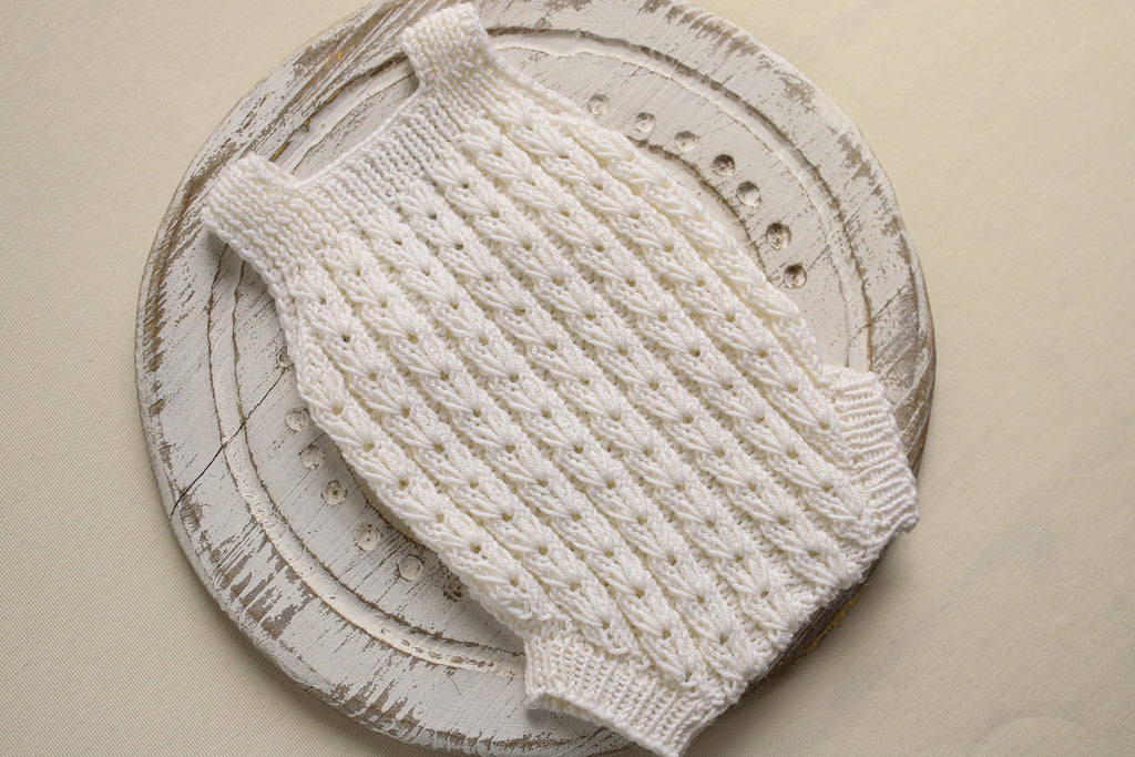 Knitted jumpsuit and headband, newborn photo shoot prop set, newborn girl photo shoot clothes, maternity gift.