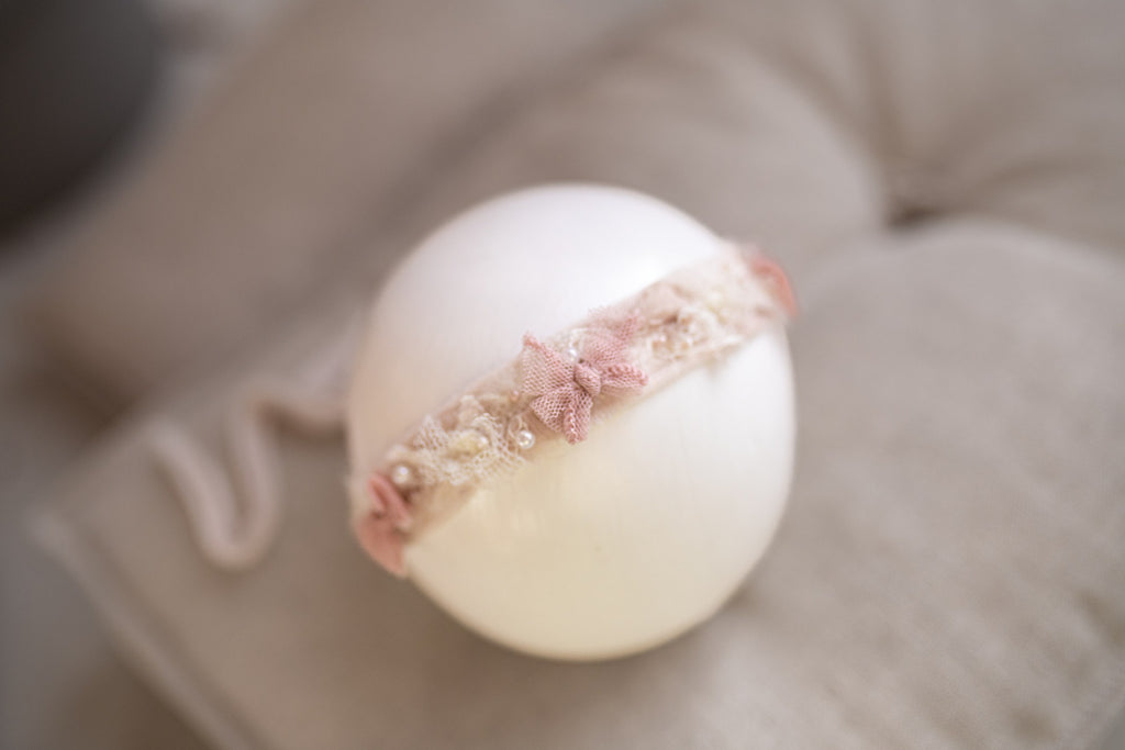 Newborn Baby Props: Bow Headband, Soft Lace Tie, Newborn Photo Props, Delicate Floral Headband, Baby Shower Favor, Newborn Props