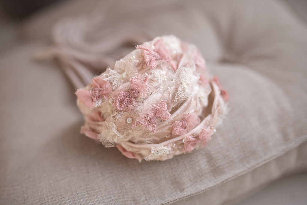 Newborn Baby Props: Bow Headband, Soft Lace Tie, Newborn Photo Props, Delicate Floral Headband, Baby Shower Favor, Newborn Props