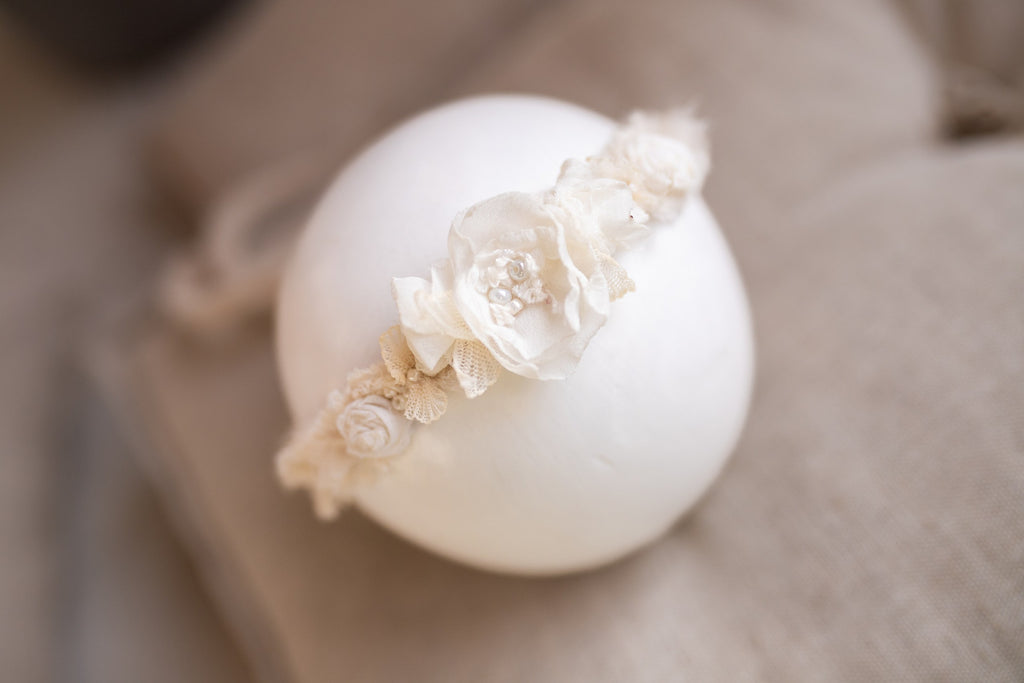 Newborn Baby Props: Bow Headband, Soft Lace Tie, Newborn Photo Props, Delicate Floral Headband, Baby Shower Favor, Newborn Props.