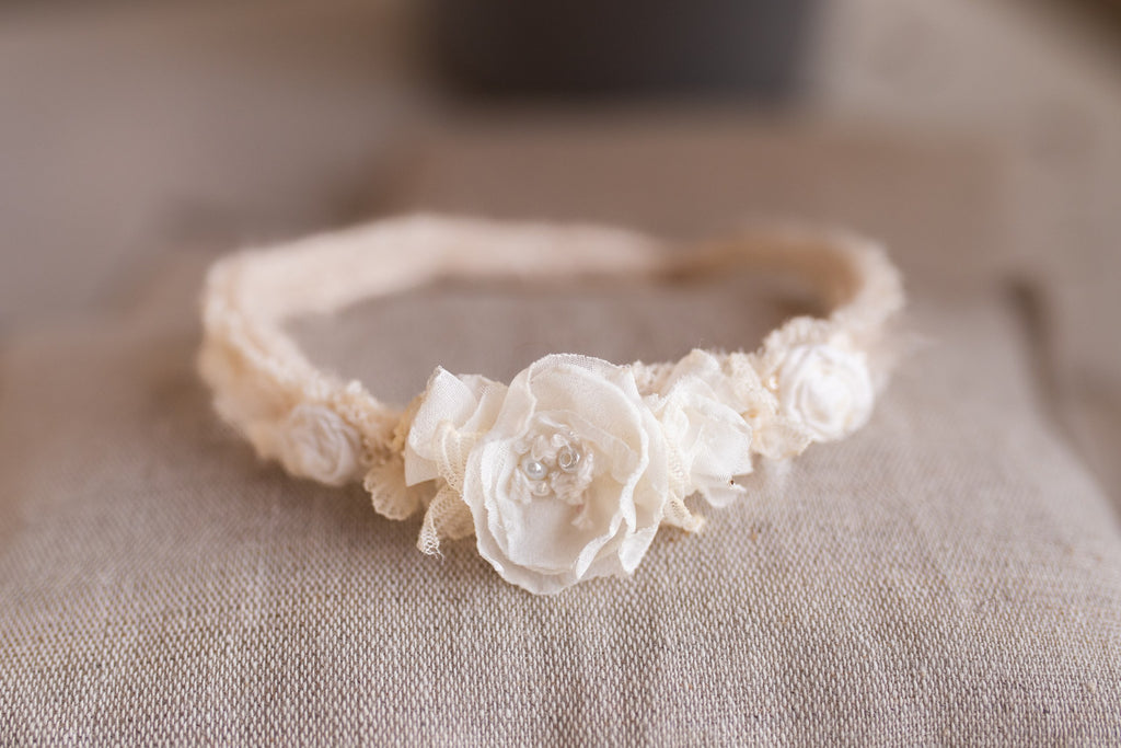 Newborn Baby Props: Bow Headband, Soft Lace Tie, Newborn Photo Props, Delicate Floral Headband, Baby Shower Favor, Newborn Props.