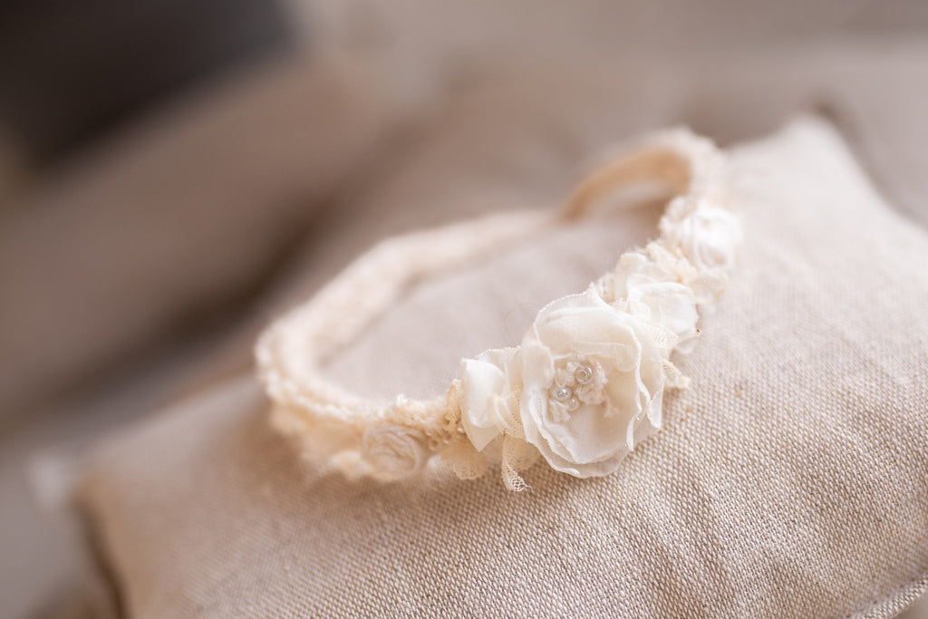 Newborn Baby Props: Bow Headband, Soft Lace Tie, Newborn Photo Props, Delicate Floral Headband, Baby Shower Favor, Newborn Props.