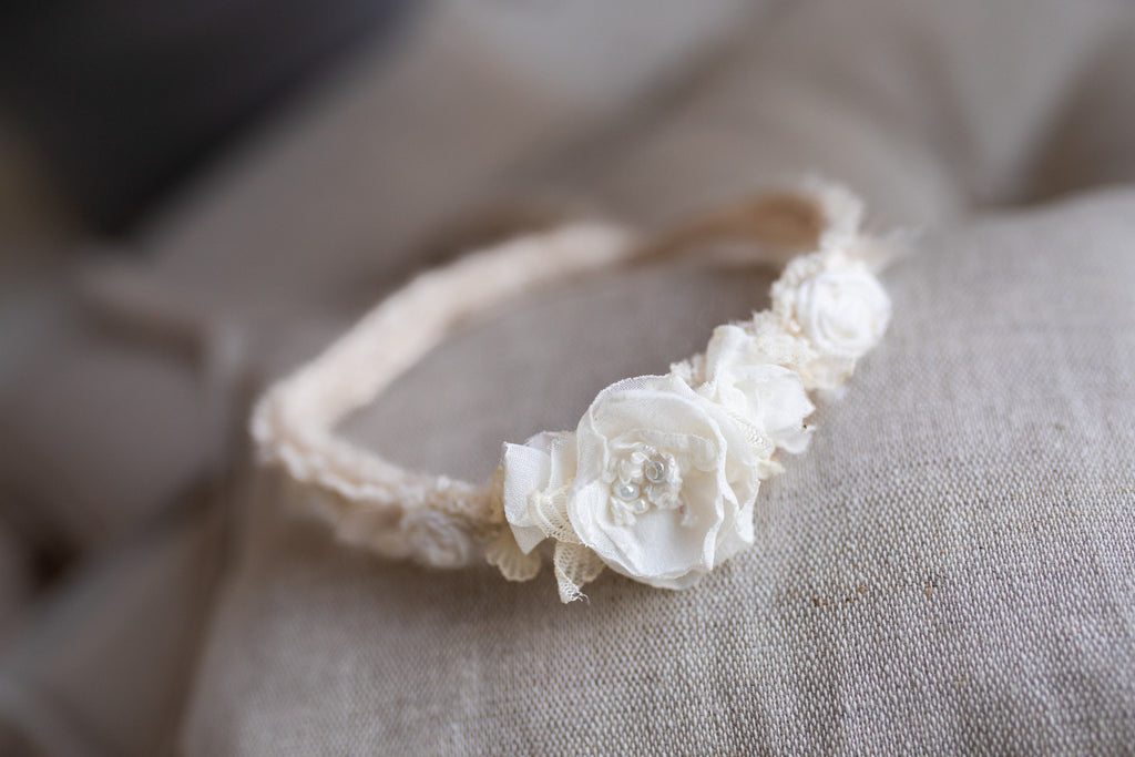 Newborn Baby Props: Bow Headband, Soft Lace Tie, Newborn Photo Props, Delicate Floral Headband, Baby Shower Favor, Newborn Props.