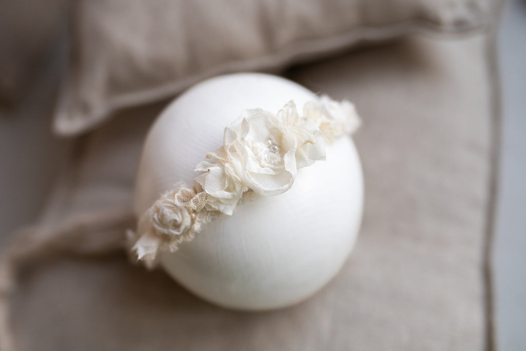 Newborn Baby Props: Bow Headband, Soft Lace Tie, Newborn Photo Props, Delicate Floral Headband, Baby Shower Favor, Newborn Props.