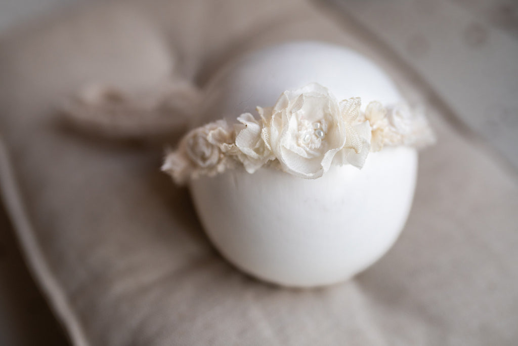 Newborn Baby Props: Bow Headband, Soft Lace Tie, Newborn Photo Props, Delicate Floral Headband, Baby Shower Favor, Newborn Props.