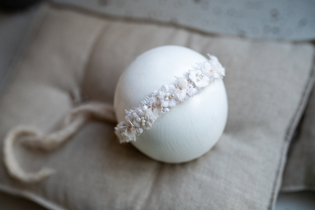 Newborn Baby Props: Bow Headband, Soft Lace Tie, Newborn Photo Props, Delicate Floral Headband, Baby Shower Favor, Newborn Props.