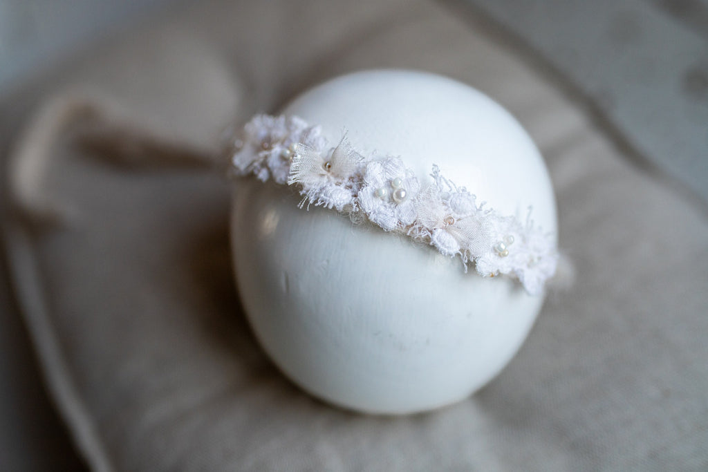Newborn Baby Props: Bow Headband, Soft Lace Tie, Newborn Photo Props, Delicate Floral Headband, Baby Shower Favor, Newborn Props.