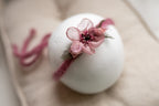 Newborn baby girl lace headband, dainty baby headband, newborn flower accessory, newborn photo shoot props, delicate pink flower headband for baby