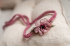 Newborn baby girl lace headband, dainty baby headband, newborn flower accessory, newborn photo shoot props, delicate pink flower headband for baby