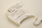Knitted set for girls, knitted jumpsuit and bonnet, outfit for a photo shoot, knitted set for girls, knitted hat with a braid, hat for a newborn with a braid