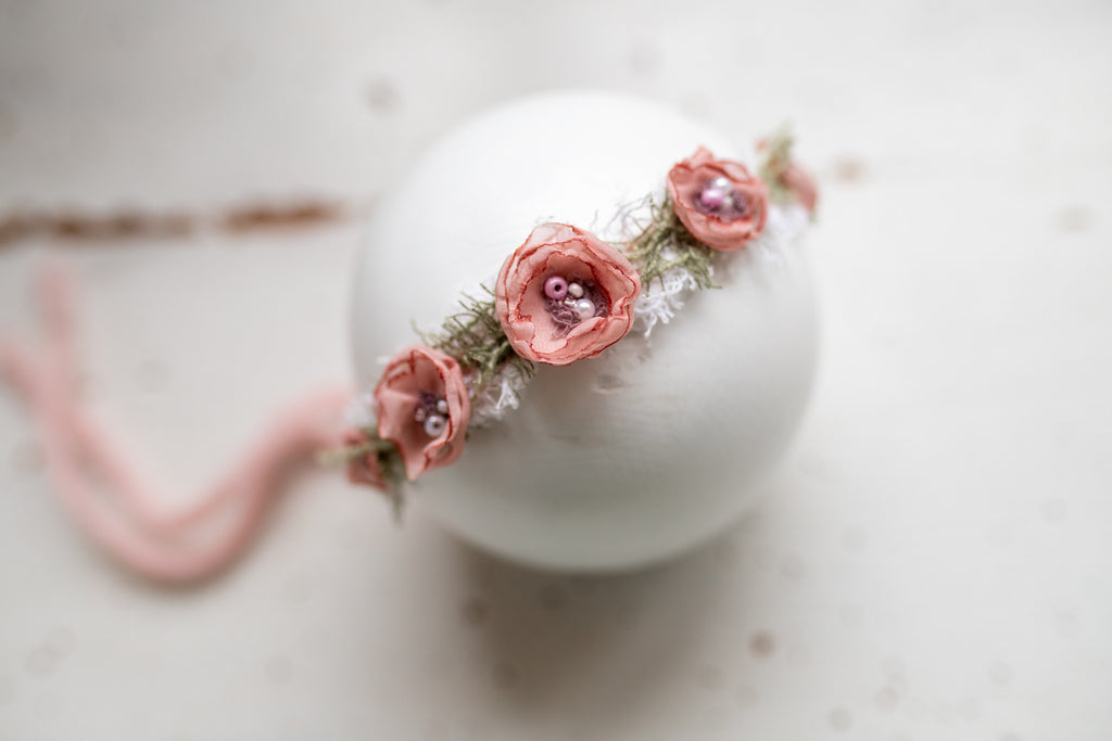 Newborn Boho Headband, Newborn Baby Girl Lace Headband, Baby Girl Decorative Headband, Newborn Flower Accessory, Newborn Photo Shoot Props