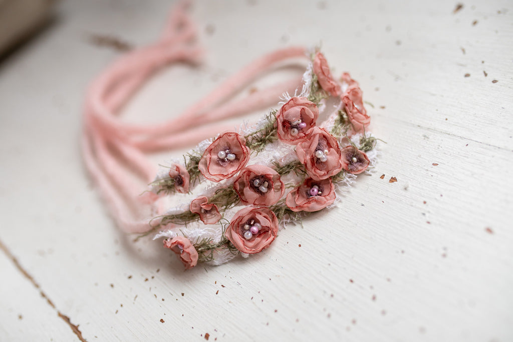 Newborn Boho Headband, Newborn Baby Girl Lace Headband, Baby Girl Decorative Headband, Newborn Flower Accessory, Newborn Photo Shoot Props