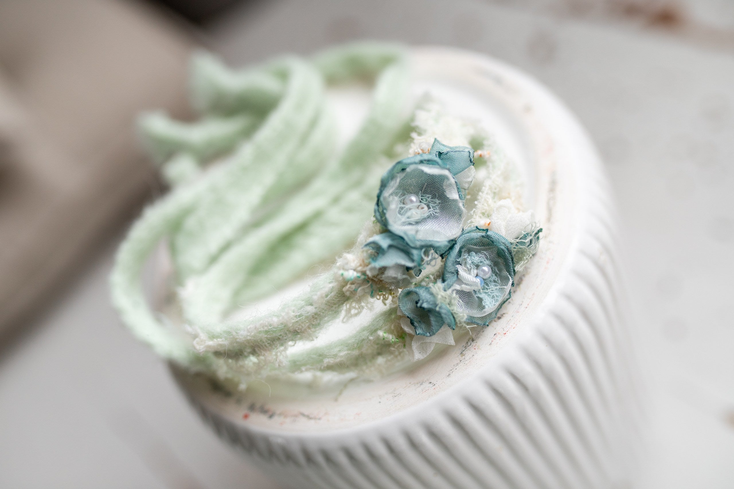 Newborn Boho Headband, Newborn Baby Girl Lace Headband, Ivory Floral Headband, Newborn Flower Accessory, Newborn Photo Prop, Flower Headband