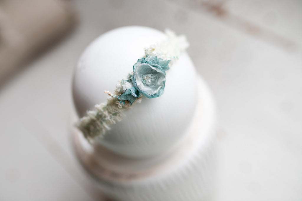 Newborn Boho Headband, Newborn Baby Girl Lace Headband, Ivory Floral Headband, Newborn Flower Accessory, Newborn Photo Prop, Flower Headband