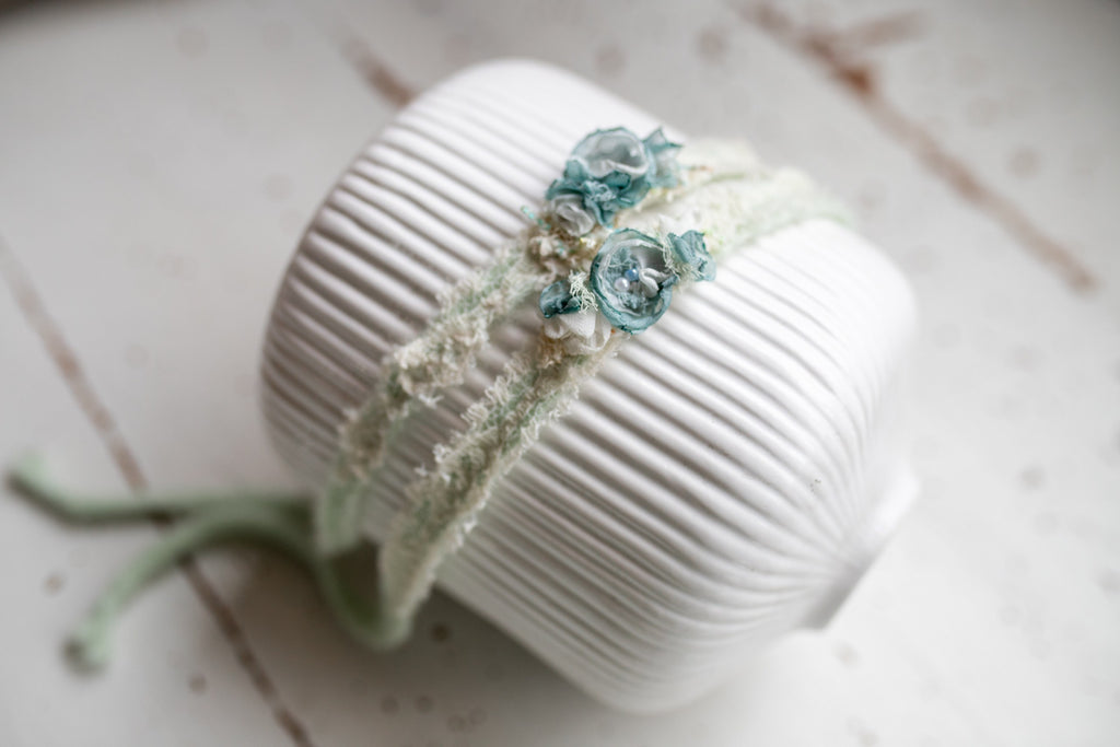 Newborn Boho Headband, Newborn Baby Girl Lace Headband, Ivory Floral Headband, Newborn Flower Accessory, Newborn Photo Prop, Flower Headband