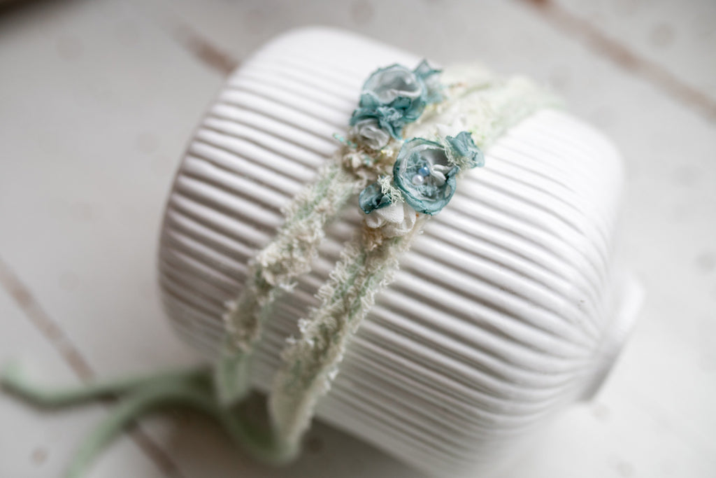 Newborn Boho Headband, Newborn Baby Girl Lace Headband, Ivory Floral Headband, Newborn Flower Accessory, Newborn Photo Prop, Flower Headband