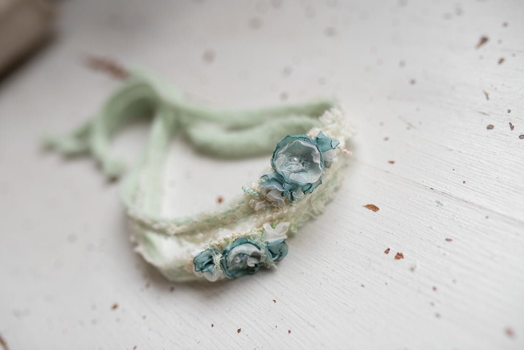 Newborn Boho Headband, Newborn Baby Girl Lace Headband, Ivory Floral Headband, Newborn Flower Accessory, Newborn Photo Prop, Flower Headband