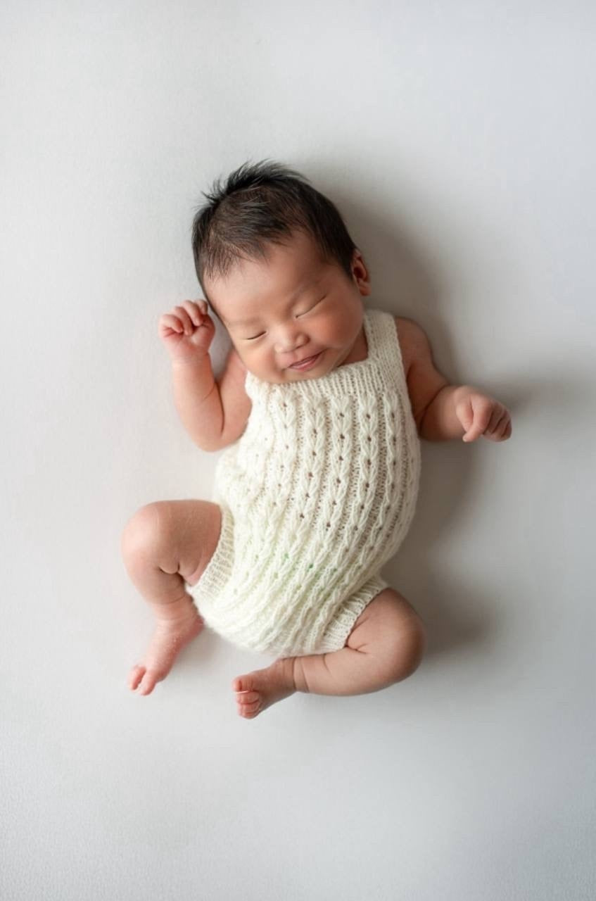 Knitted jumpsuit and headband, newborn photo shoot prop set, newborn girl photo shoot clothes, maternity gift.