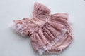 Pink romper for newborn girl elegant lace trim,Newborn Girl Outfit,Newborn Photography Props,Newborn Photo Props,