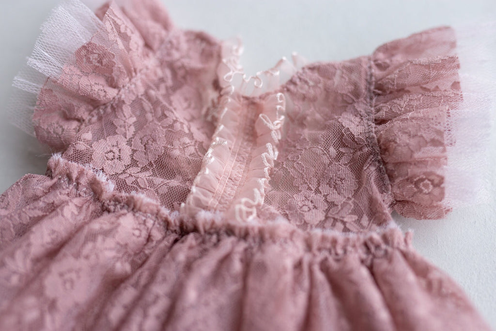 Pink romper for newborn girl elegant lace trim,Newborn Girl Outfit,Newborn Photography Props,Newborn Photo Props,