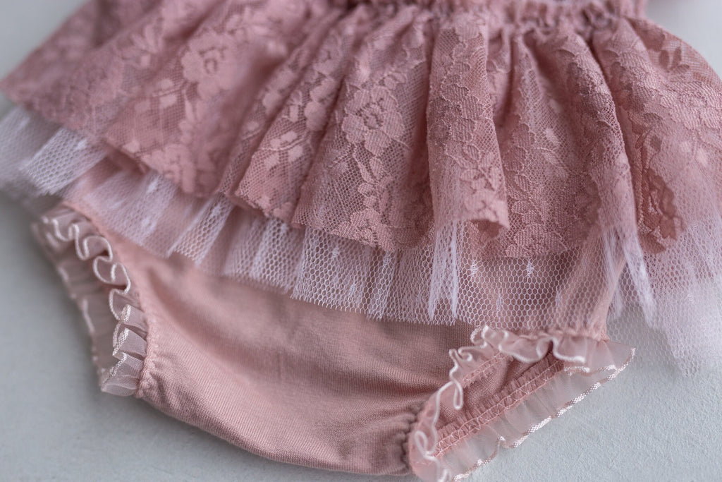 Pink romper for newborn girl elegant lace trim,Newborn Girl Outfit,Newborn Photography Props,Newborn Photo Props,
