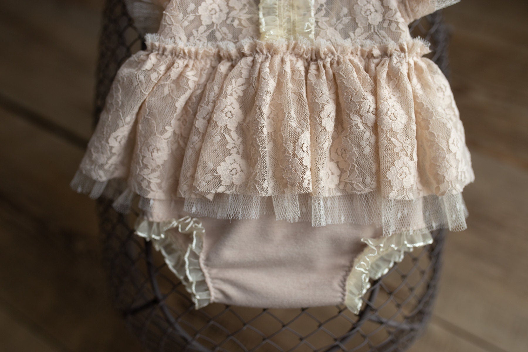 Beige romper newborn girl elegant lace trim,Newborn Girl Outfit,Newborn Photography Prop,Newborn Photo Prop,Newborn baby gift,Pregnancy gift