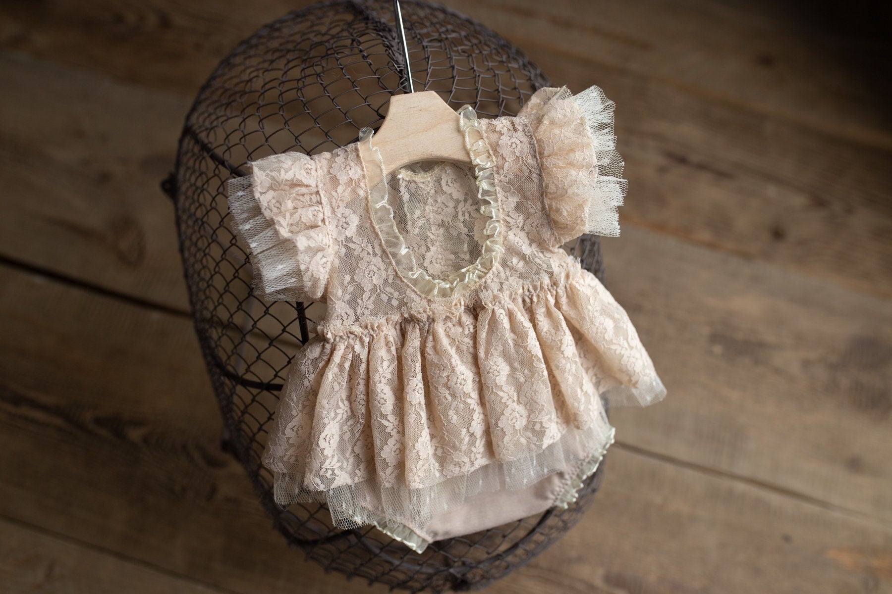 Beige romper newborn girl elegant lace trim,Newborn Girl Outfit,Newborn Photography Prop,Newborn Photo Prop,Newborn baby gift,Pregnancy gift