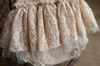 Beige romper newborn girl elegant lace trim,Newborn Girl Outfit,Newborn Photography Prop,Newborn Photo Prop,Newborn baby gift,Pregnancy gift