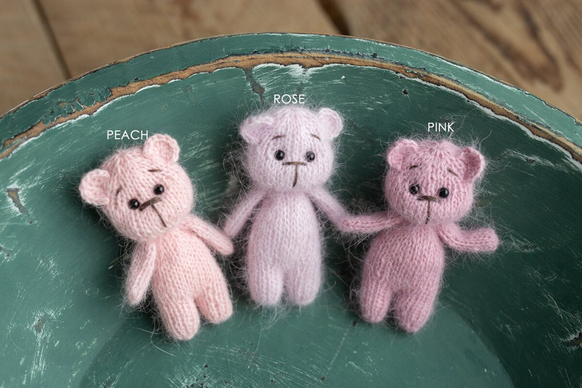 Newborn Knit Teddy Bear Outfit with Toy, Newborn Bear Hat, Newborn Photography Props Set, Newborn Teddy Bear Outfit, Newborn Photo Props