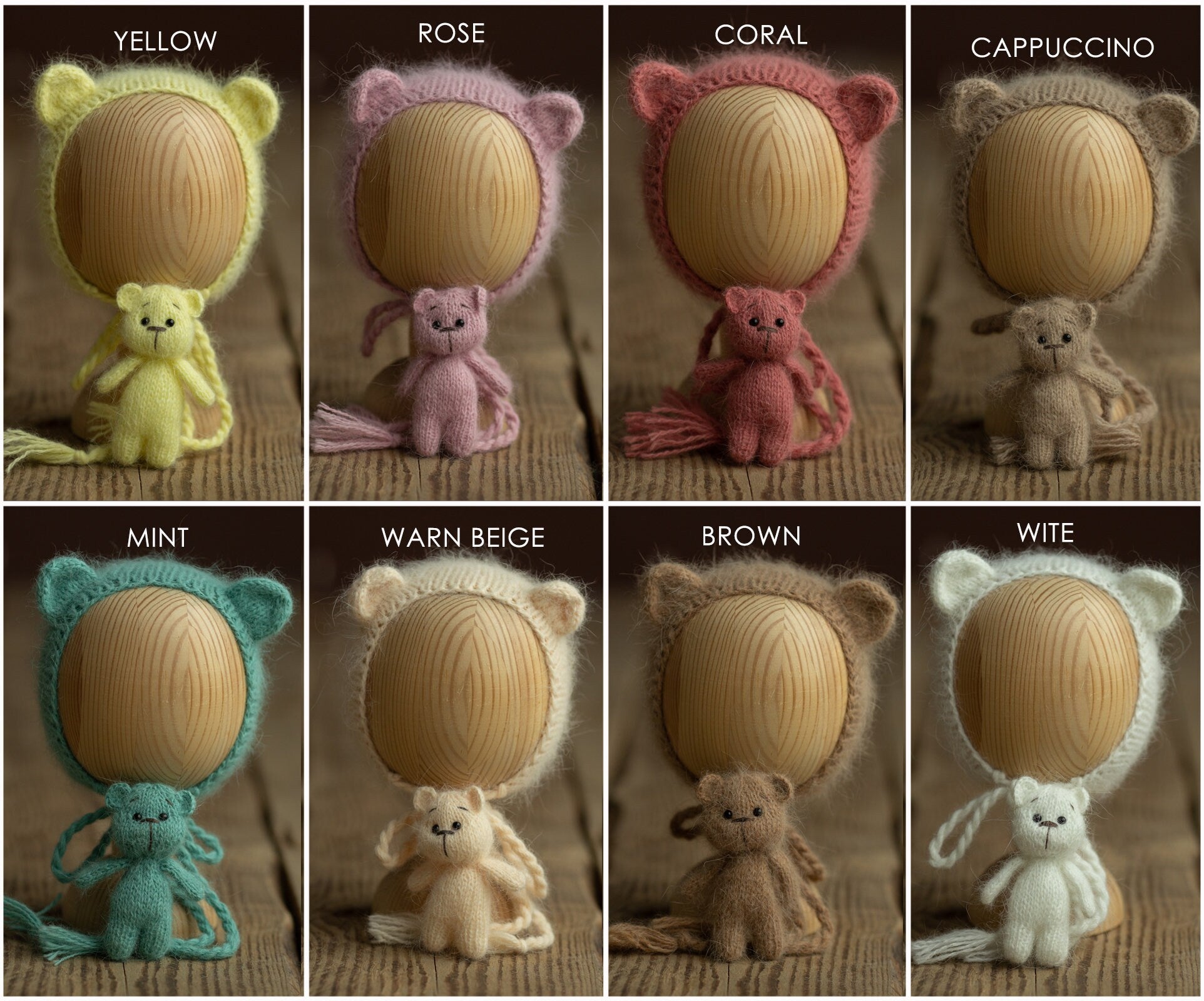 Newborn Knit Teddy Bear Outfit with Toy, Newborn Bear Hat, Newborn Photography Props Set, Newborn Teddy Bear Outfit, Newborn Photo Props