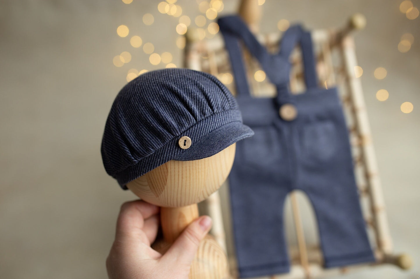 Newborn boy Romper with suspenders and stylish hat,Newborn Photography props,Newborn Photo Props,Newborn Outfit for Boy,newborn prop set