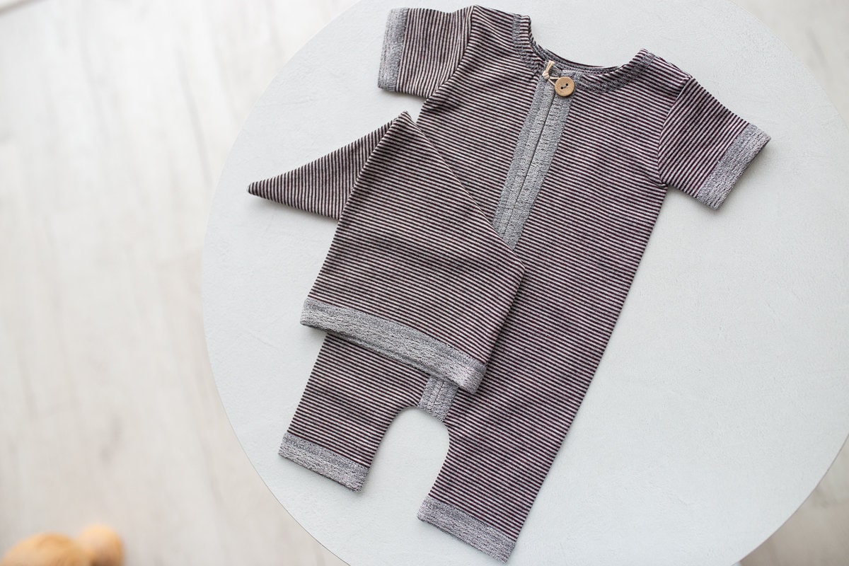 Newborn baby boy jersey romper & sleep cap,Newborn Outfit Boy,Newborn Photography Props,Newborn boy photoshoot outfit,Newborn photo prop,RTS
