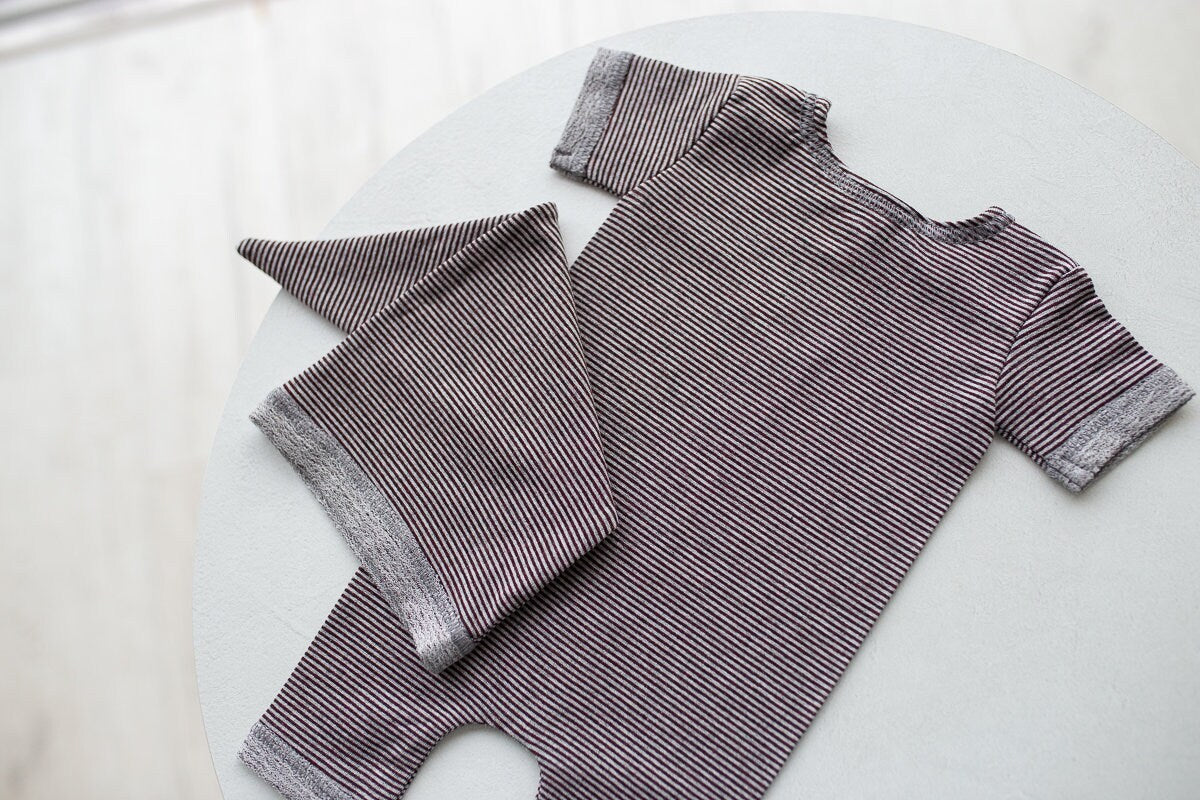 Newborn baby boy jersey romper & sleep cap,Newborn Outfit Boy,Newborn Photography Props,Newborn boy photoshoot outfit,Newborn photo prop,RTS