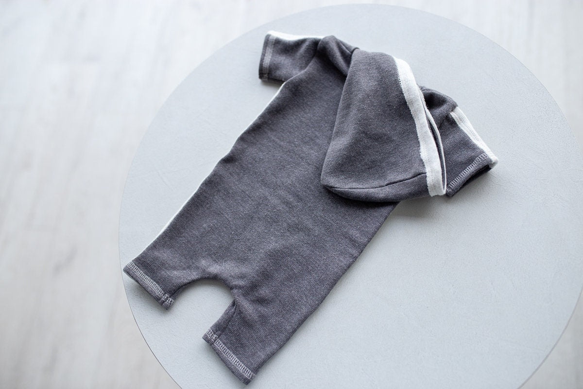 Newborn boy photo outfit,Newborn Outfit Photo Props,Romper with hood,Newborn Photography props,Newborn Photo Props,Newborn Outfit Boy, RTS!