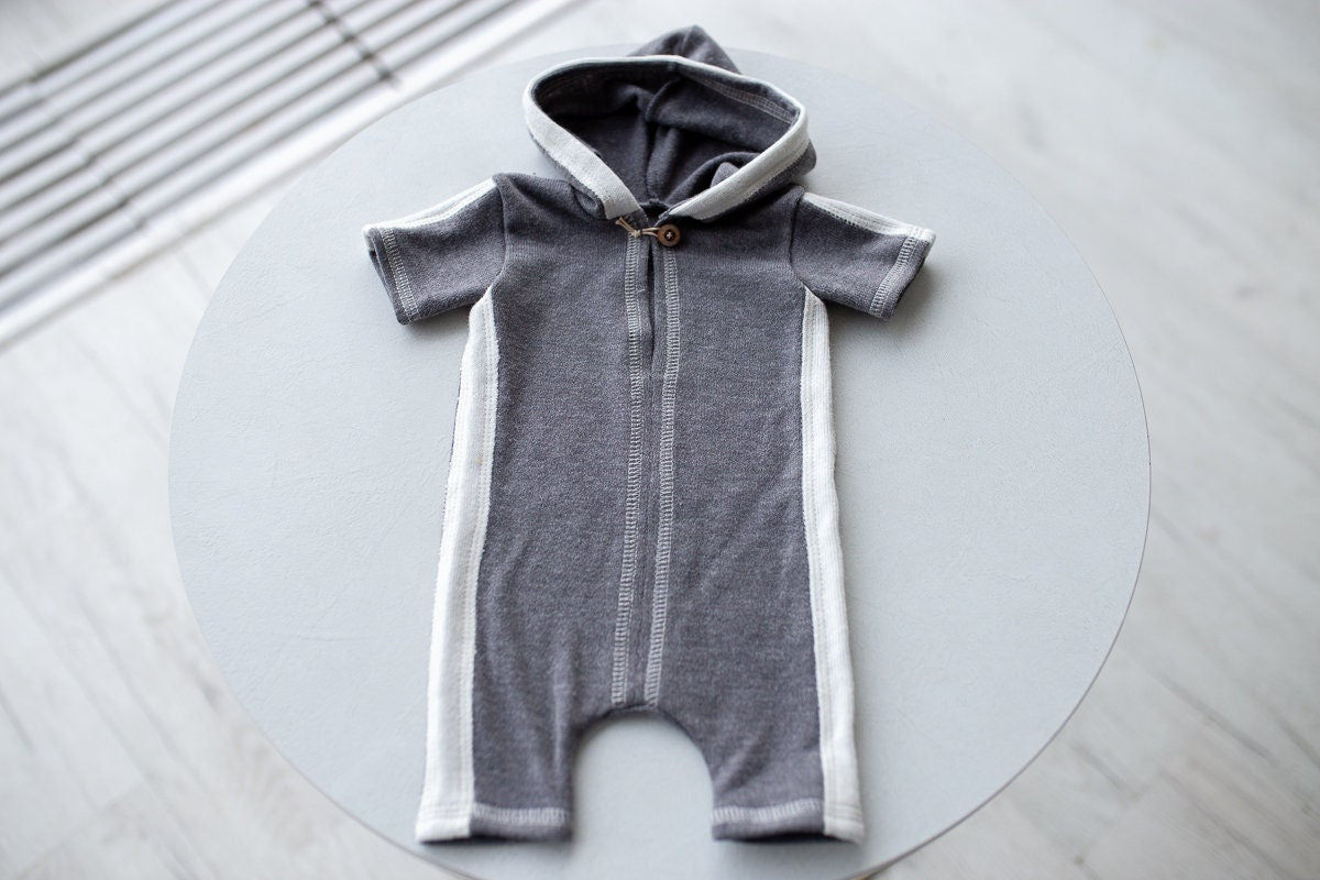 Newborn boy photo outfit,Newborn Outfit Photo Props,Romper with hood,Newborn Photography props,Newborn Photo Props,Newborn Outfit Boy, RTS!