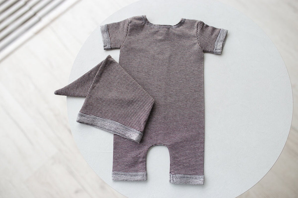 Newborn baby boy jersey romper & sleep cap,Newborn Outfit Boy,Newborn Photography Props,Newborn boy photoshoot outfit,Newborn photo prop,RTS