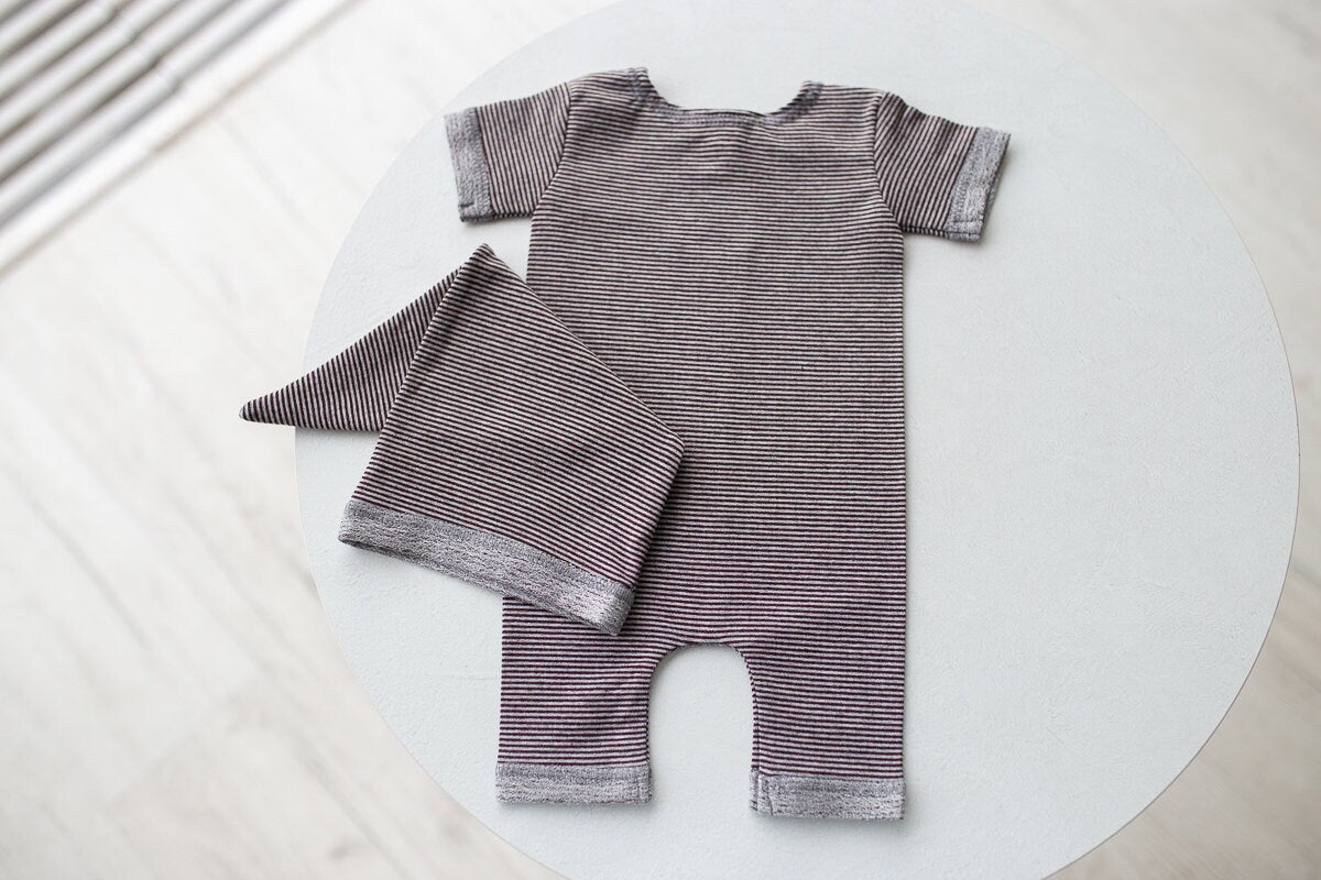 Newborn baby boy jersey romper & sleep cap,Newborn Outfit Boy,Newborn Photography Props,Newborn boy photoshoot outfit,Newborn photo prop,RTS